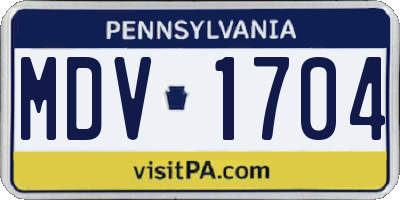 PA license plate MDV1704