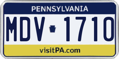 PA license plate MDV1710