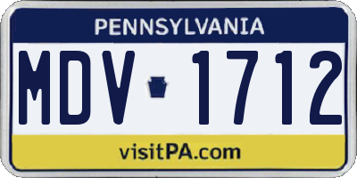 PA license plate MDV1712