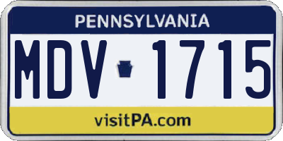 PA license plate MDV1715