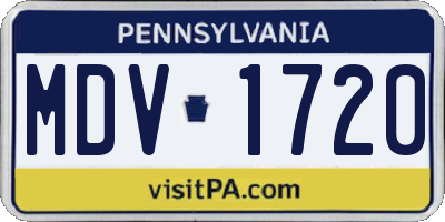 PA license plate MDV1720