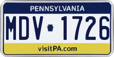 PA license plate MDV1726