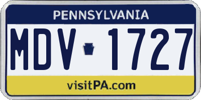 PA license plate MDV1727