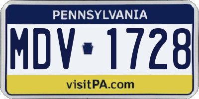 PA license plate MDV1728