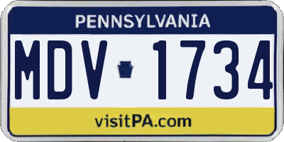 PA license plate MDV1734
