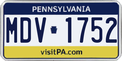 PA license plate MDV1752