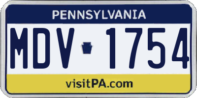 PA license plate MDV1754