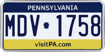 PA license plate MDV1758