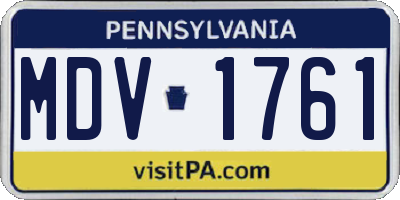 PA license plate MDV1761