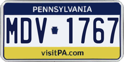 PA license plate MDV1767
