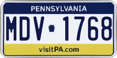 PA license plate MDV1768