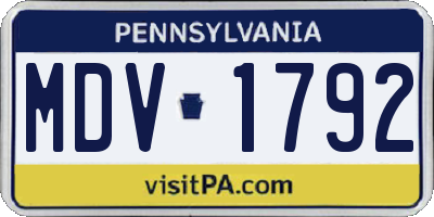 PA license plate MDV1792