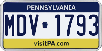 PA license plate MDV1793