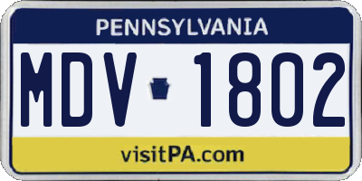 PA license plate MDV1802
