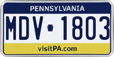 PA license plate MDV1803