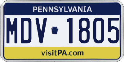 PA license plate MDV1805