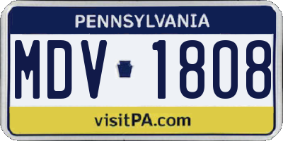 PA license plate MDV1808
