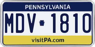 PA license plate MDV1810