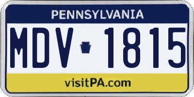 PA license plate MDV1815