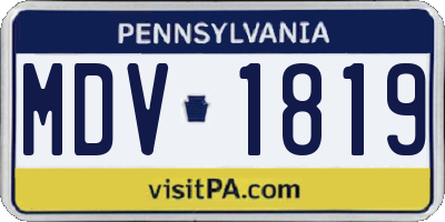 PA license plate MDV1819