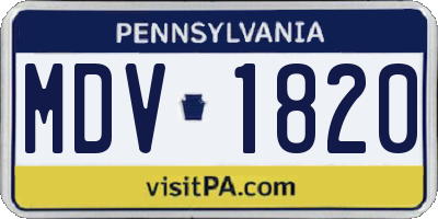 PA license plate MDV1820