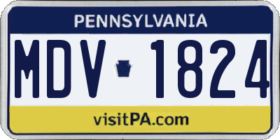 PA license plate MDV1824
