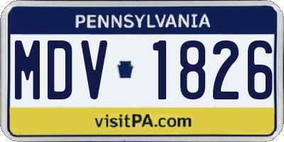PA license plate MDV1826