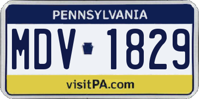 PA license plate MDV1829