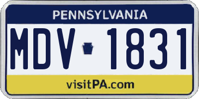 PA license plate MDV1831