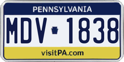 PA license plate MDV1838