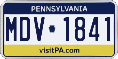 PA license plate MDV1841