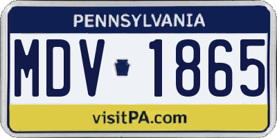 PA license plate MDV1865