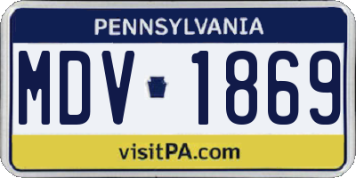PA license plate MDV1869