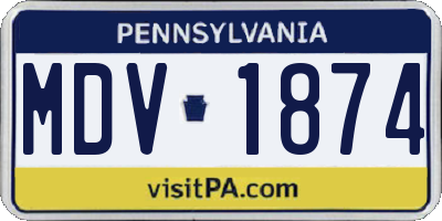 PA license plate MDV1874