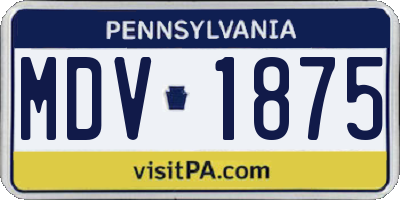 PA license plate MDV1875