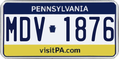 PA license plate MDV1876