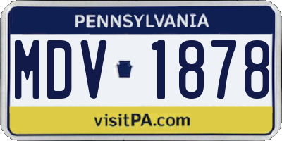 PA license plate MDV1878