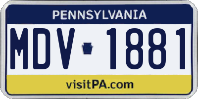 PA license plate MDV1881