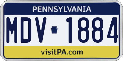 PA license plate MDV1884
