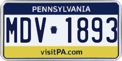 PA license plate MDV1893