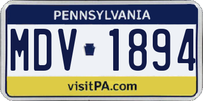 PA license plate MDV1894