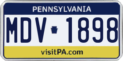 PA license plate MDV1898