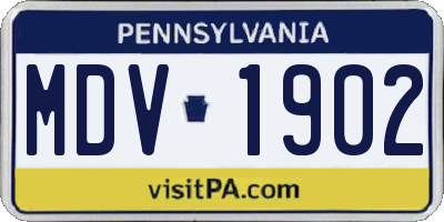 PA license plate MDV1902