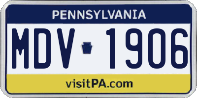 PA license plate MDV1906