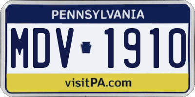 PA license plate MDV1910