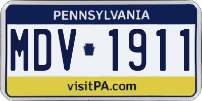 PA license plate MDV1911