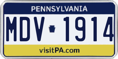 PA license plate MDV1914