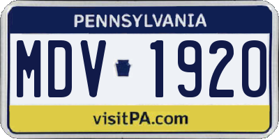 PA license plate MDV1920