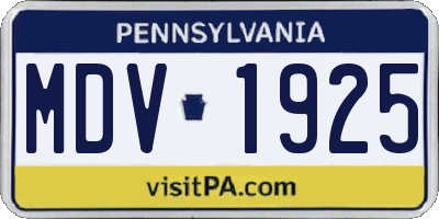PA license plate MDV1925