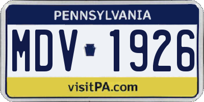 PA license plate MDV1926